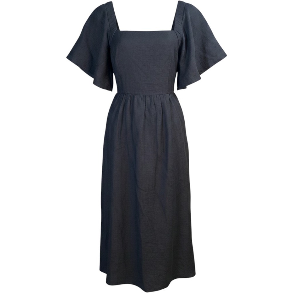 A New Day Midi Dress Medium Flutter Sleeve Boho Minimalist Cottage Chic